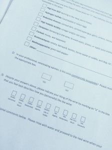 Evaluation Sheets Associated with the Blind Tasting
