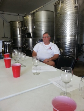 Tasting wine at Nimble Hill Vineyard & Winery with winemaker, Kevin Durland